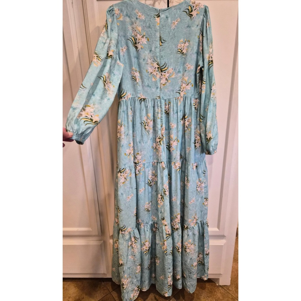 Petal & Pup Bernice Maxi Dress L Blue Floral NWT Long Sleeve